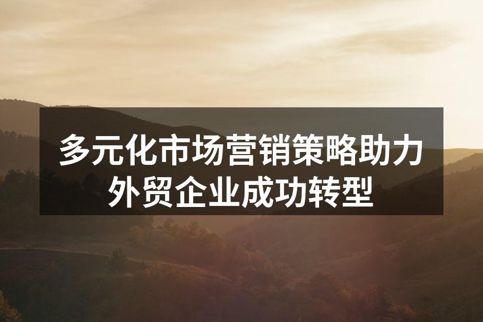 多元化市场营销策略助力外贸企业成功转型