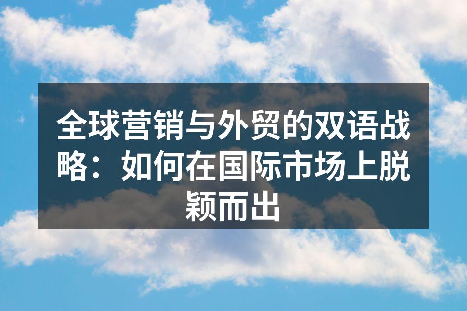 全球营销与外贸的双语战略：如何在国际市场上脱颖而出